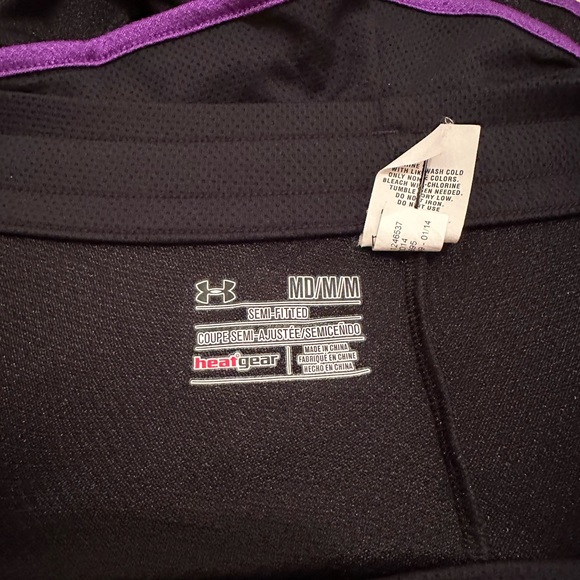 Under Armour HeatGear Women’s Black/Purple Semi-Fitted Running Shorts Size: M - Picture 3 of 3